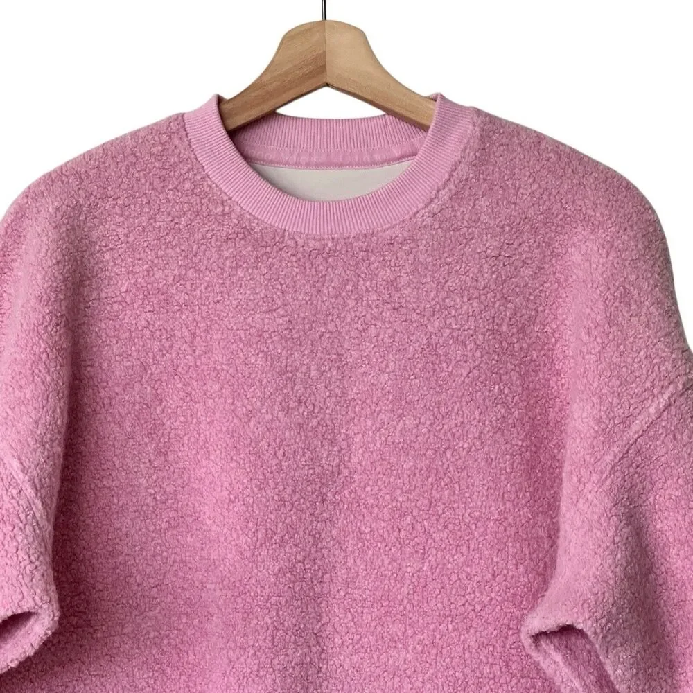 Outdoor Voices M Pink MegaFleece Crew Neck Pullover Sweatshirt Wool Blend